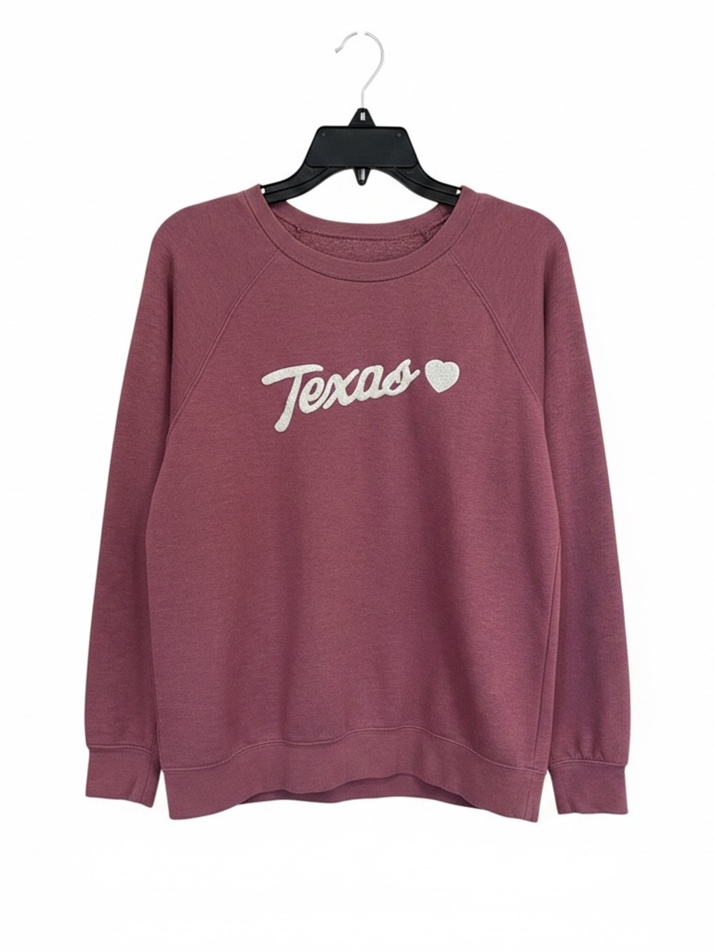 State of Mine Fleece Pullover Texas Heart Graphic Sweatshirt in Dusty Rose XL